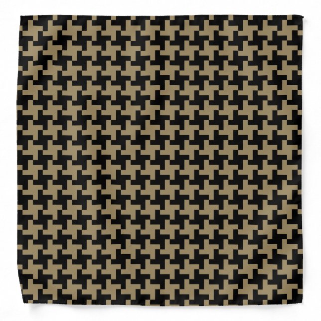 Gold Brown And Black Classic Nailhead Pattern Bandana (Front)