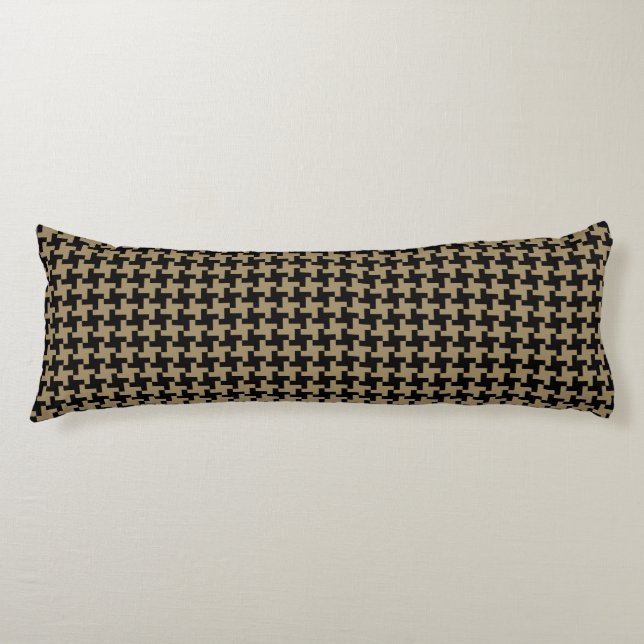 Gold Brown And Black Classic Nailhead Pattern Body Pillow (Front)