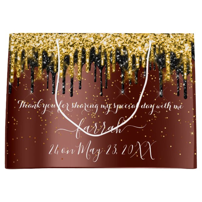  Gold Brown Black Drips Favor  Large Gift Bag (Front)