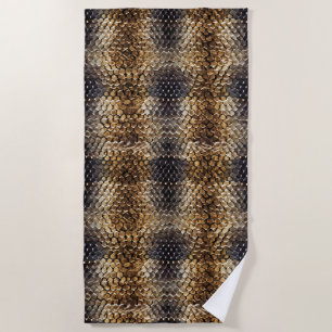Gold Brown Black Ivory Snake Skin Beach Towel