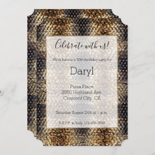 Gold Brown Black Ivory Snake Skin Invitation