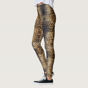 Gold Brown Black Ivory Snake Skin Leggings