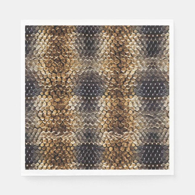Gold Brown Black Ivory Snake Skin Napkins (Front)