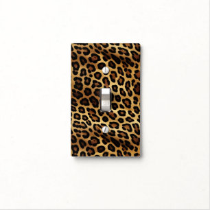 Gold Brown Black Leopard Animal Print Light Switch Cover