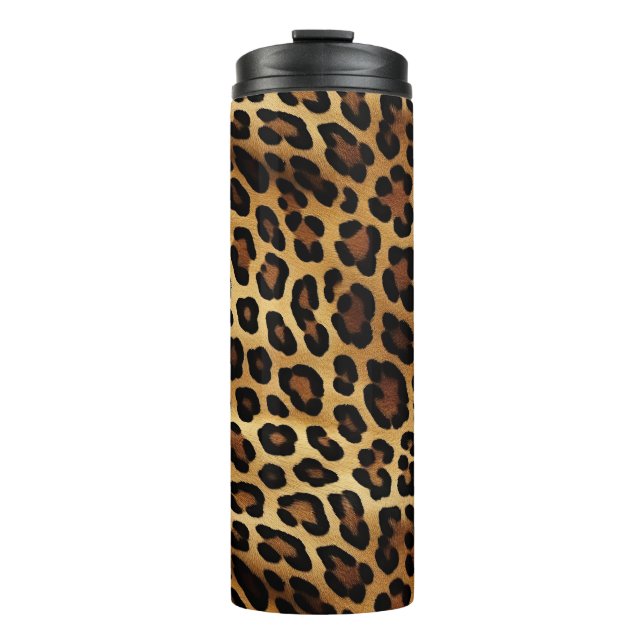 Gold Brown Black Leopard Animal Print Thermal Tumbler (Front)