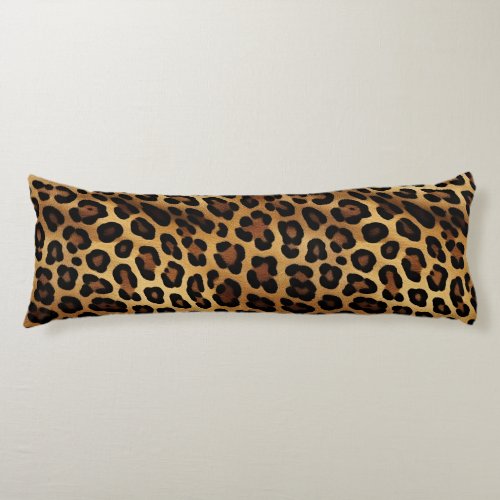 Gold Brown Black Leopard Print Body Pillow
