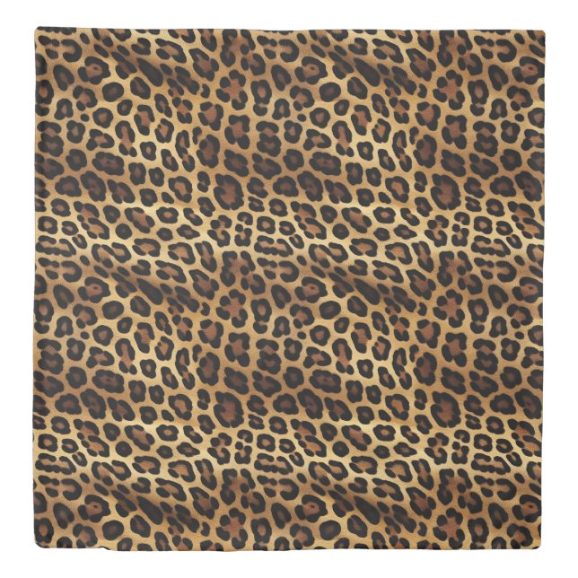 Gold Brown Black Leopard Print Duvet Cover (Front)