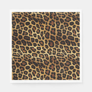 Gold Brown Black Leopard Print Napkins