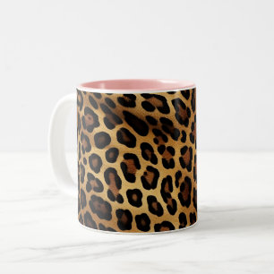 Gold Brown Black Leopard Print Two-Tone Coffee Mug
