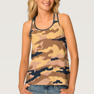Gold Brown Camel Camo Camouflage Tank Top