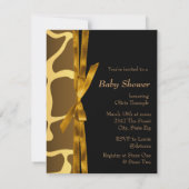 Gold Brown Carriage Boy Giraffe Baby Shower Invitation (Back)