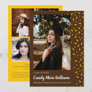 Gold Brown Confetti Graduation Announcement