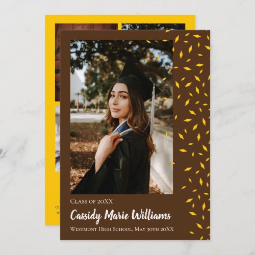 Gold Brown Confetti Graduation Announcement