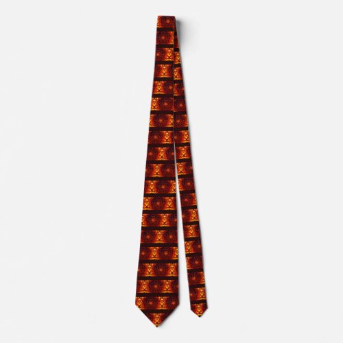 GOLD BROWN DAHLIA FLOWERS Abstract Floral Stripes Neck Tie