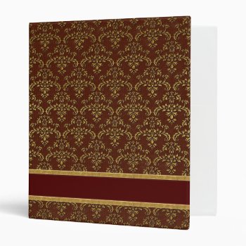 Gold & Brown Damask Binder by Lasting__Impressions at Zazzle
