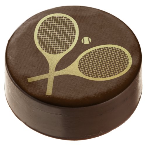 Gold Brown Elegant Classic Tennis Rackets Ball   Chocolate Covered Oreo