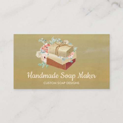 Gold Brown Handmade Bath Bomb Soap Maker Business Card