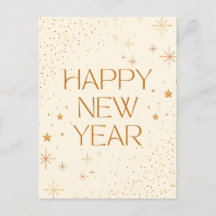 Gold Brown Happy New Year Holiday Postcard