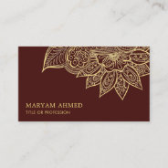 Gold Brown Henna Mehndi Islamic Business Card at Zazzle