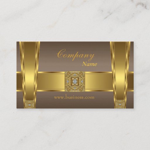 Customizable Gold Brown Jewel Company Business Cards