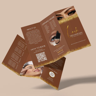 Gold & Brown Lash Tech Price Luxury Beauty Brochure