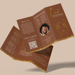 Gold & Brown Lash Tech Price Luxury Beauty  Brochure