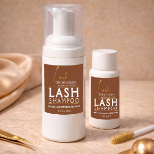Gold & Brown Lash Tech Shampoo Sticker Luxury