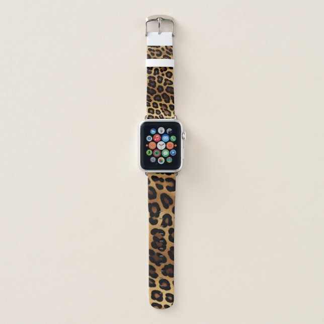 Gold Brown Leopard Animal print Apple Watch Band (Front)