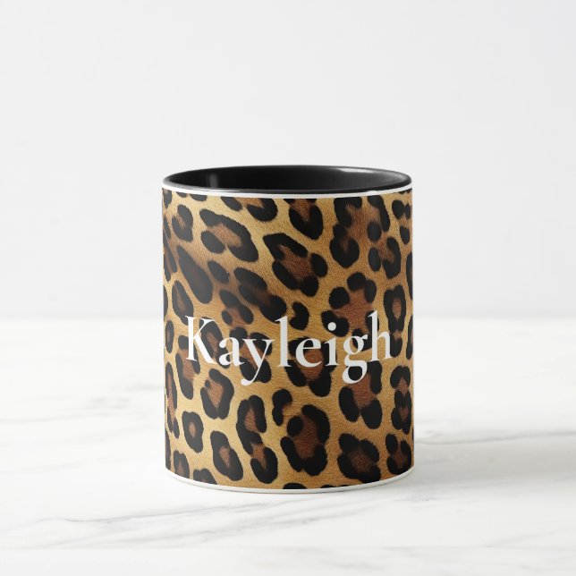 Gold Brown Leopard Animal print Mug (Center)