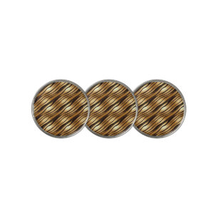 Gold Brown Leopard Print Stripes Golf Ball Marker