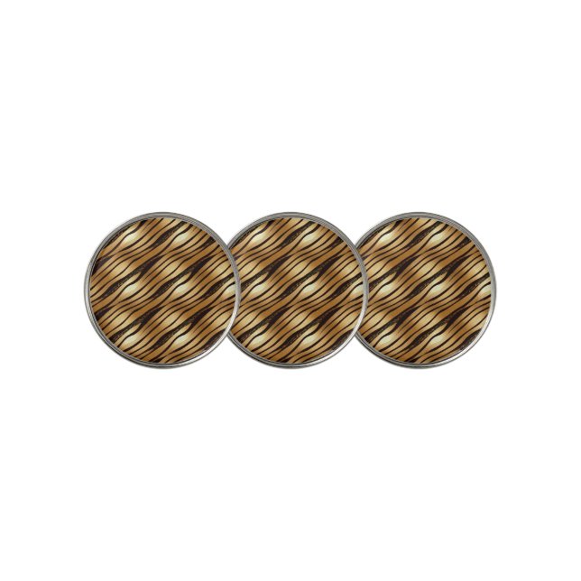 Gold Brown Leopard Print Stripes Golf Ball Marker (3 Up)