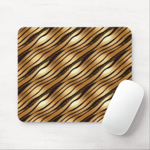 Gold Brown Leopard Print Stripes Mouse Pad