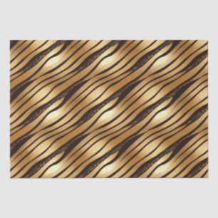 Gold Brown Leopard Print Stripes Tissue Paper