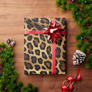 Gold Brown Leopard Print Wrapping Paper