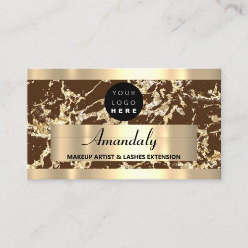  Gold  Brown Marble Glitter Custom Logo Consulting Business Card
