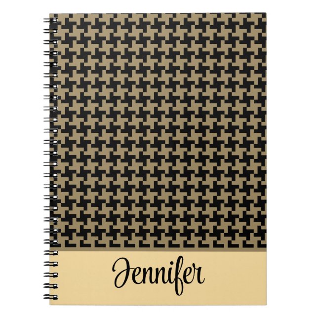 Gold Brown Nailhead Pattern Personalized  Notebook (Front)