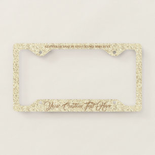 Gold Brown Printed sparkle effect Bling Glitz License Plate Frame