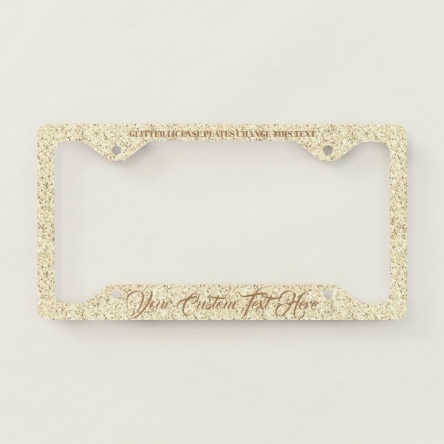 Gold Brown Printed sparkle effect Bling Glitz License Plate Frame (Front)