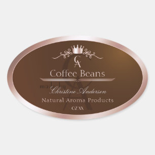 Gold Brown Product Label Rosegold Frame Monogram