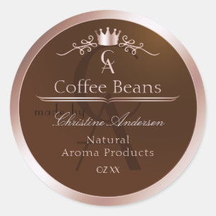 Gold Brown Product Label Rosegold Frame Monogram