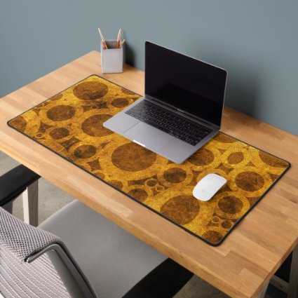 Gold Brown Steampunk Pattern Desk Mat