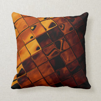 Gold brown tile abstract throw pillow
