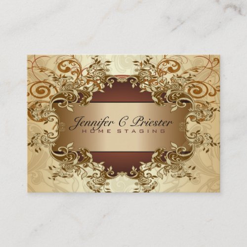 Gold &amp; Brown Tones Vintage Elegant Swirls 2 Business Card