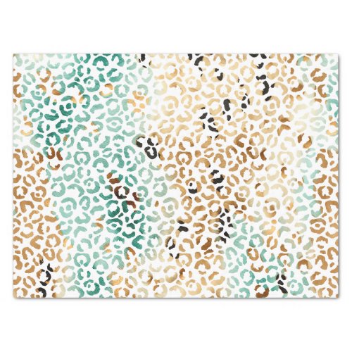Gold Brown Turquoise Leopard Print Tissue Paper