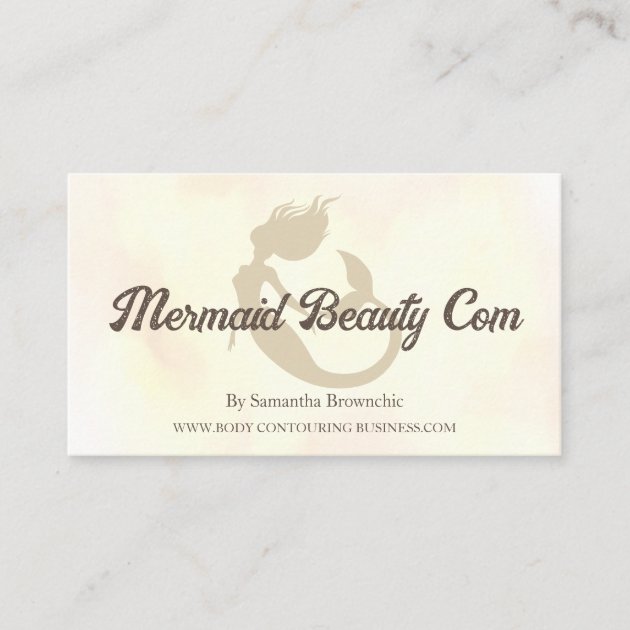Private: Gold Brown watercolor mermaid beauty Business Card
