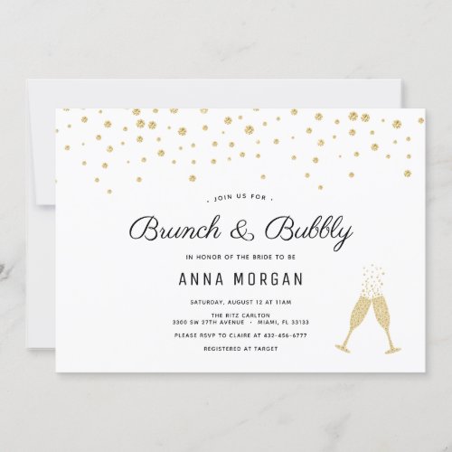 Gold Brunch and Bubbly Bridal Shower invitation