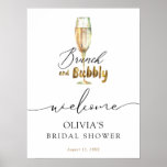 Gold Brunch and Bubbly Bridal Shower Welcome Sign<br><div class="desc">Welcome guests to your bridal shower with this beautiful poster,  featuring a gold champagne flute and fun script. Add the guest of honor's name,  shower date and custom welcome text using the fields provided.</div>