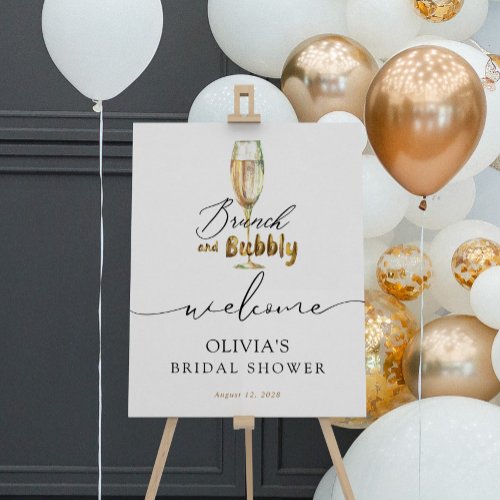 Gold Brunch and Bubbly Bridal Shower Welcome Sign