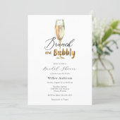 Gold Brunch and Bubbly Champagne Bridal Shower Inv Invitation (Standing Front)