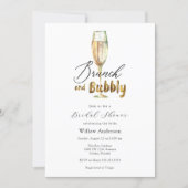 Gold Brunch and Bubbly Champagne Bridal Shower Inv Invitation (Front)